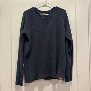 LL Bean Signature Slim Fit Waffle Knit Thermal Shirt Navy Blue XL Raglan Sleeve